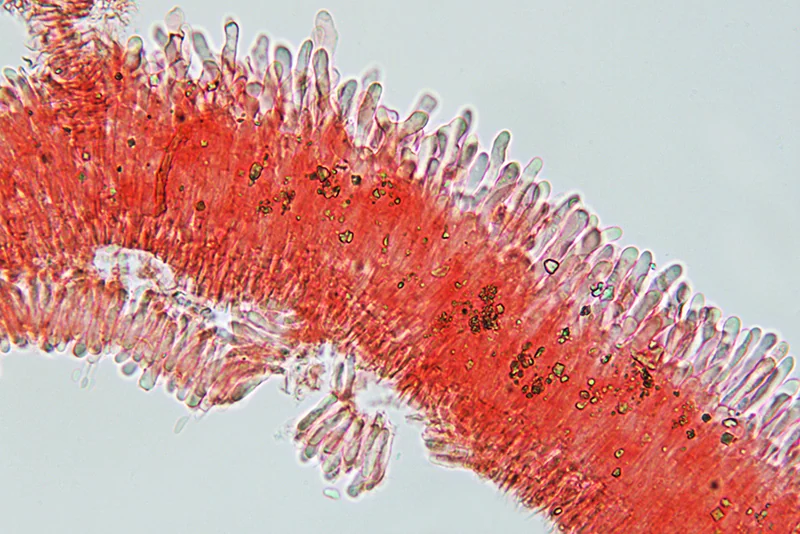 Schizophyllum commune Fr. - Struttura imeniale. (Obiettivo 20 x)