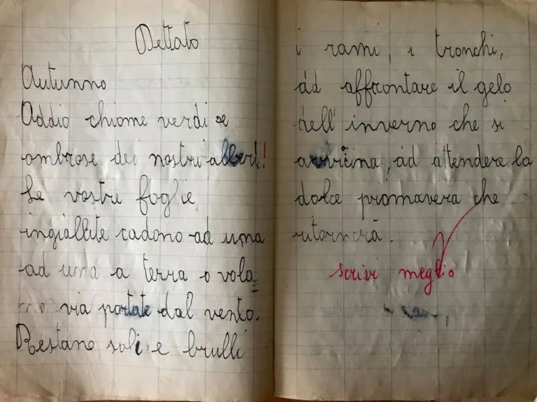 Una delle mie prime composizioni letterarie (ottobre 1959, a sei anni)